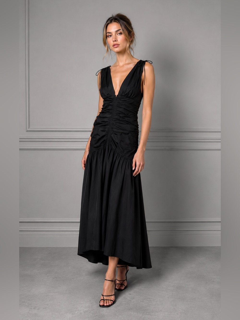 Veronica Beard Perrin ruched cotton-blend maxi dress Size 0 B2764